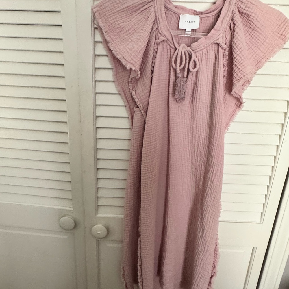 Anthropologies Sundays Mauve Ruffle Sleeve Dress